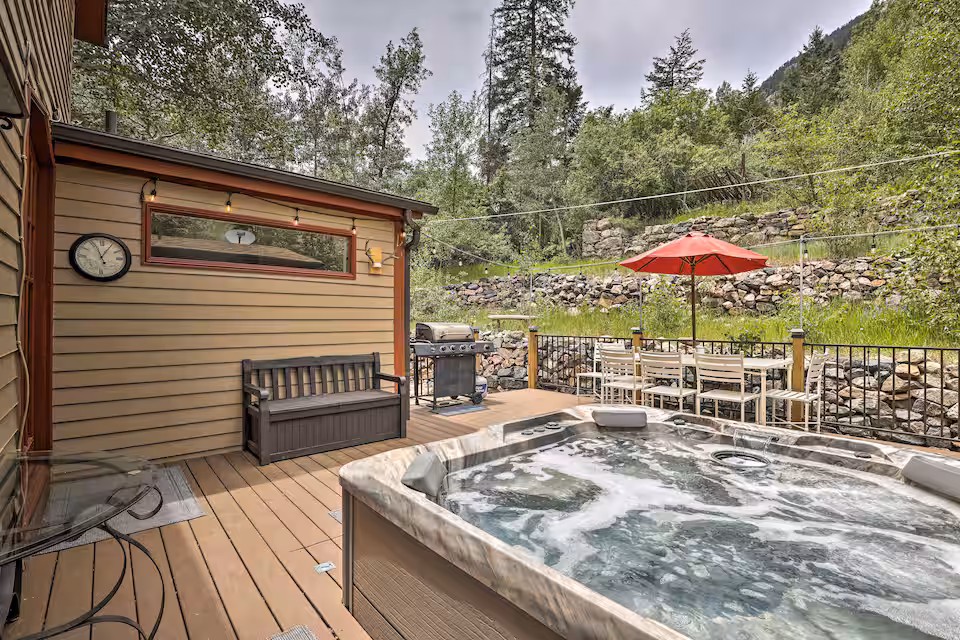 relaxing in the hot tub